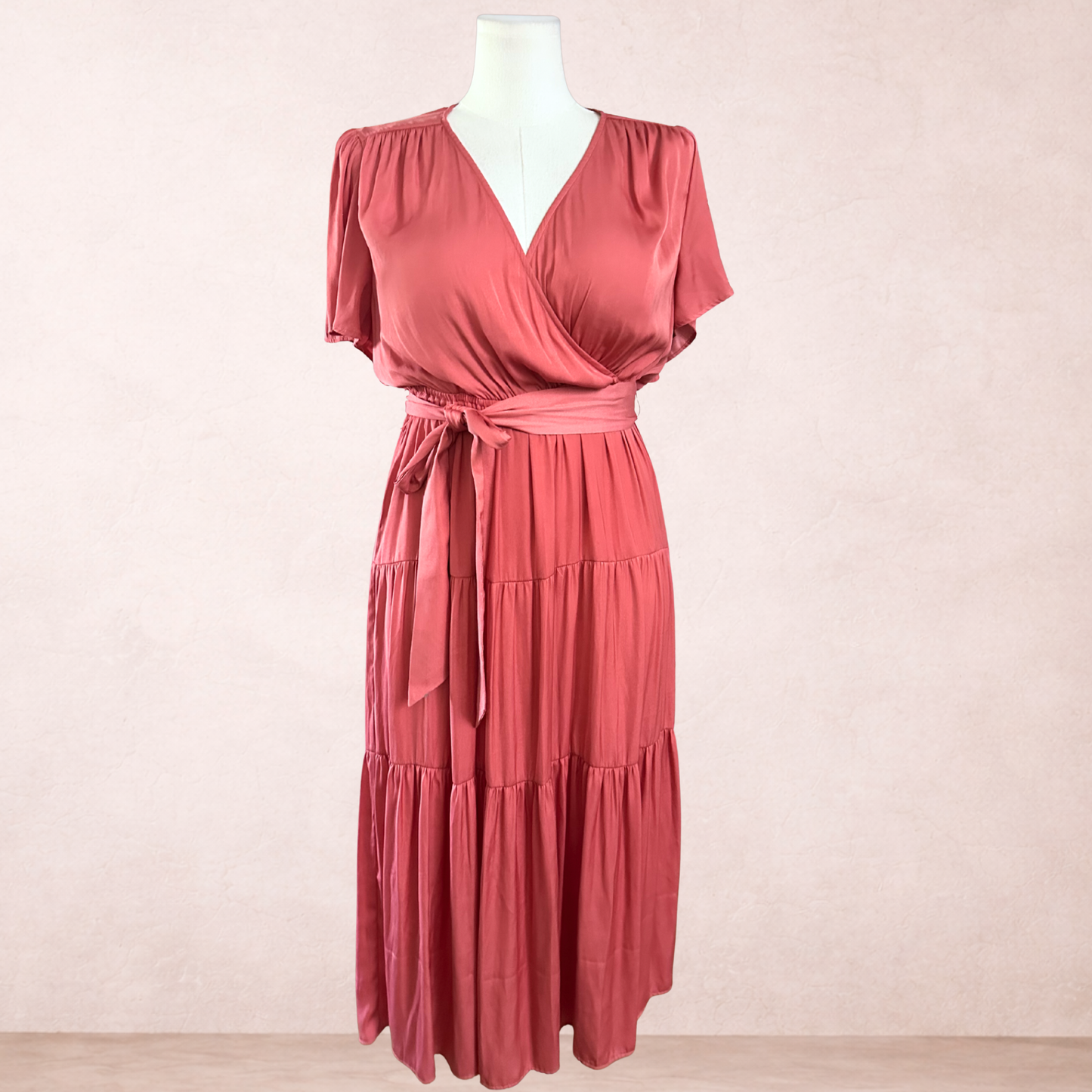 Tokito Rust Tiered Midi Dress | Size 16