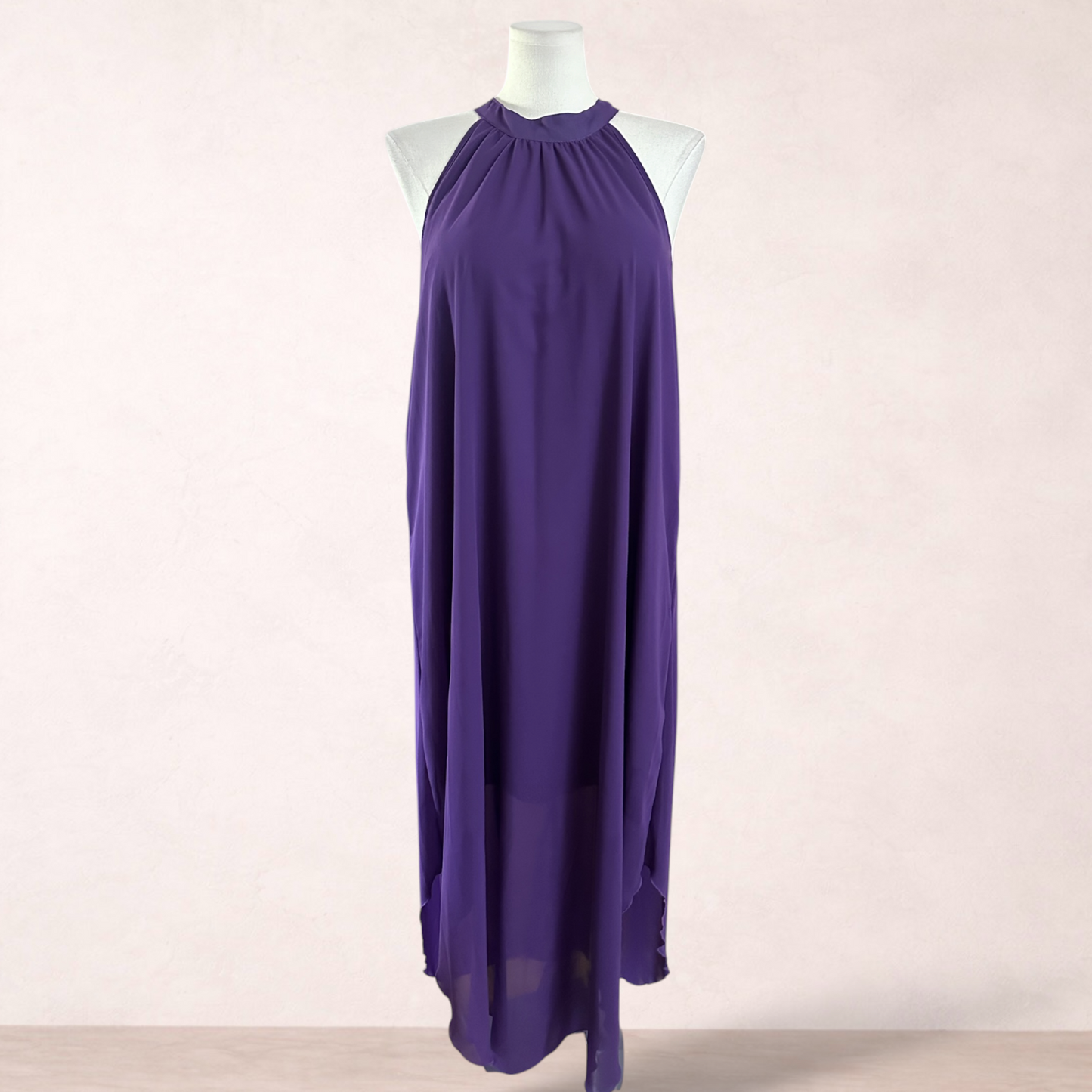 Purple Chiffon Halter Maxi Dress | Size 2XL