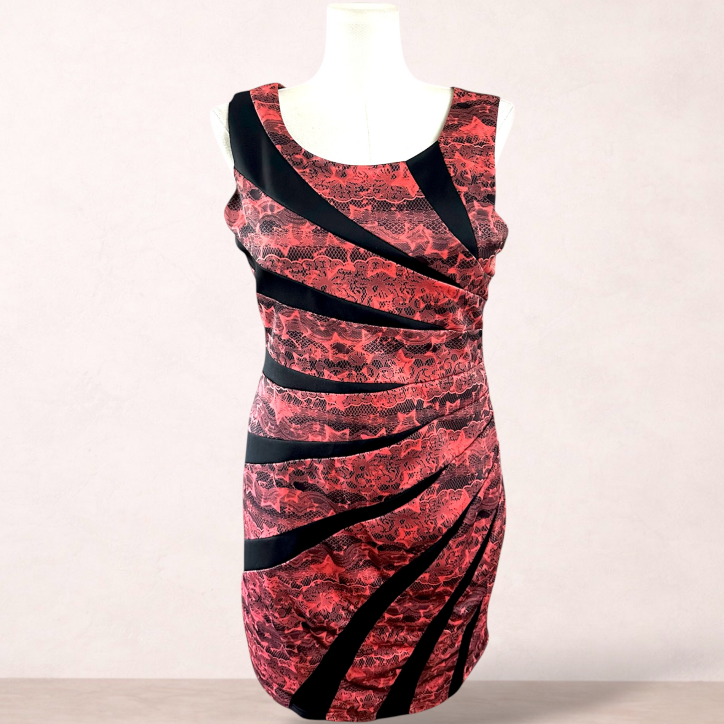 Spoil Yourself Coral & Black Dress | Size 16