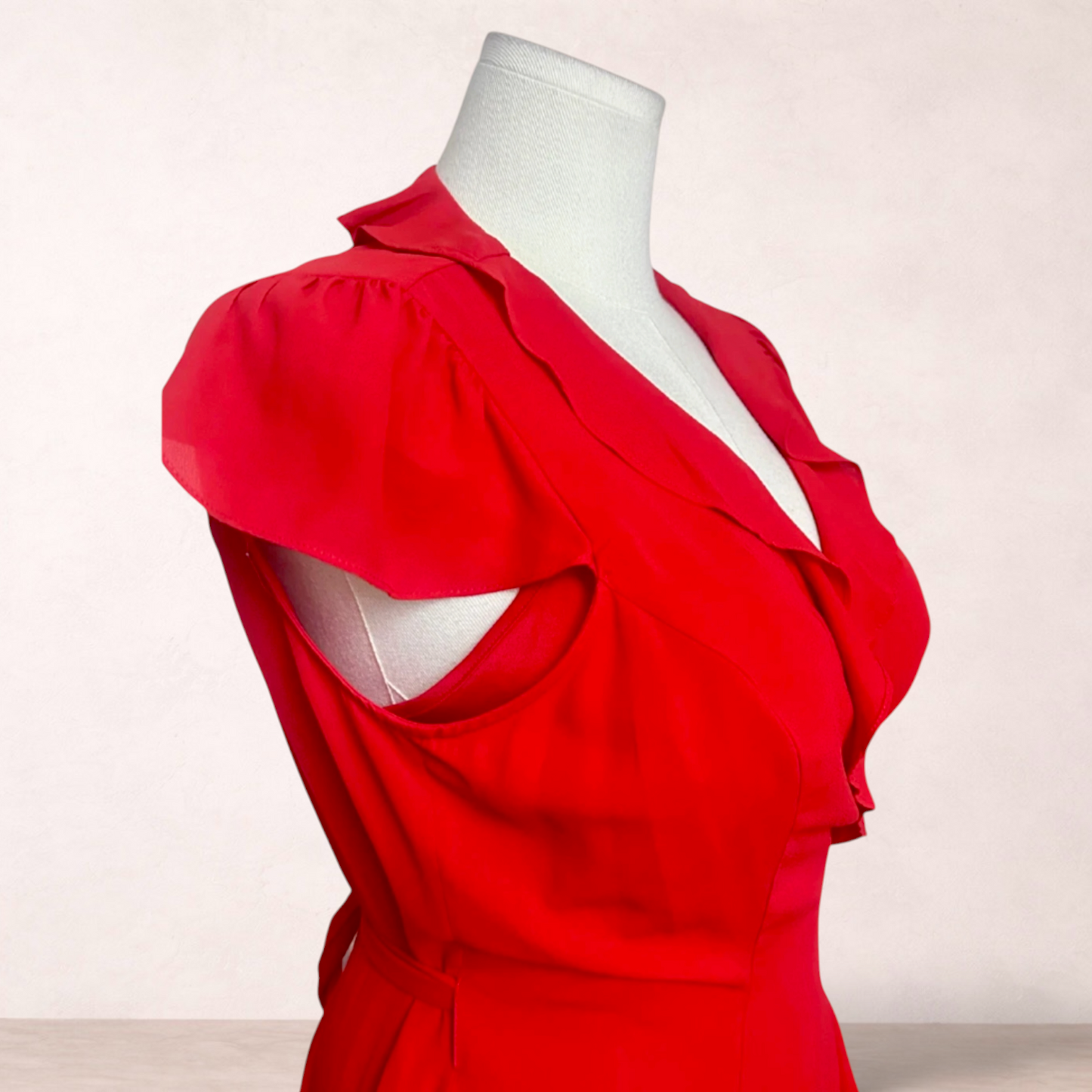 Review Red Ruffle Wrap Dress | Size 16