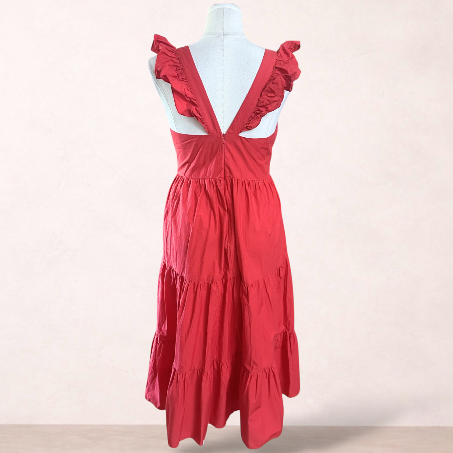 Showpo Red Ruffle Midi Dress | Size 16