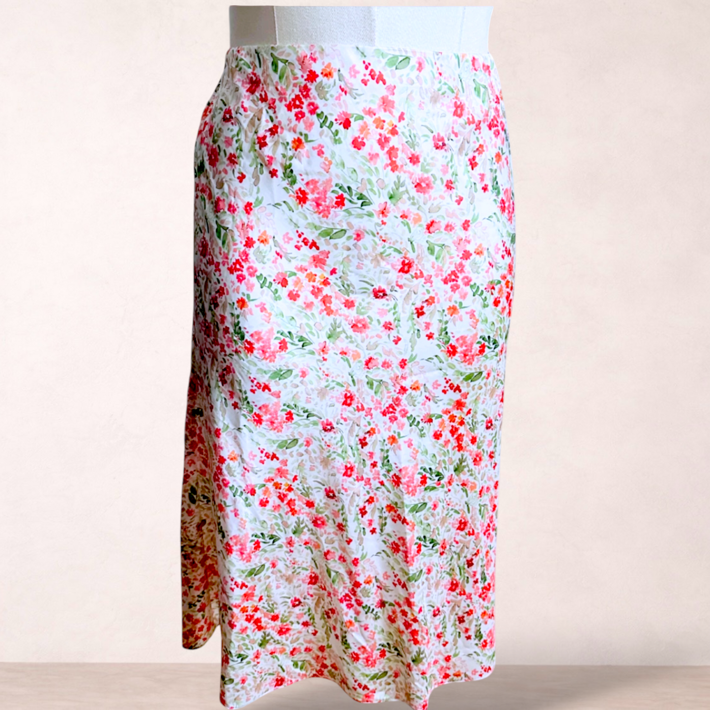 Piper Pretty Satin Floral Midi Skirt | Size 16