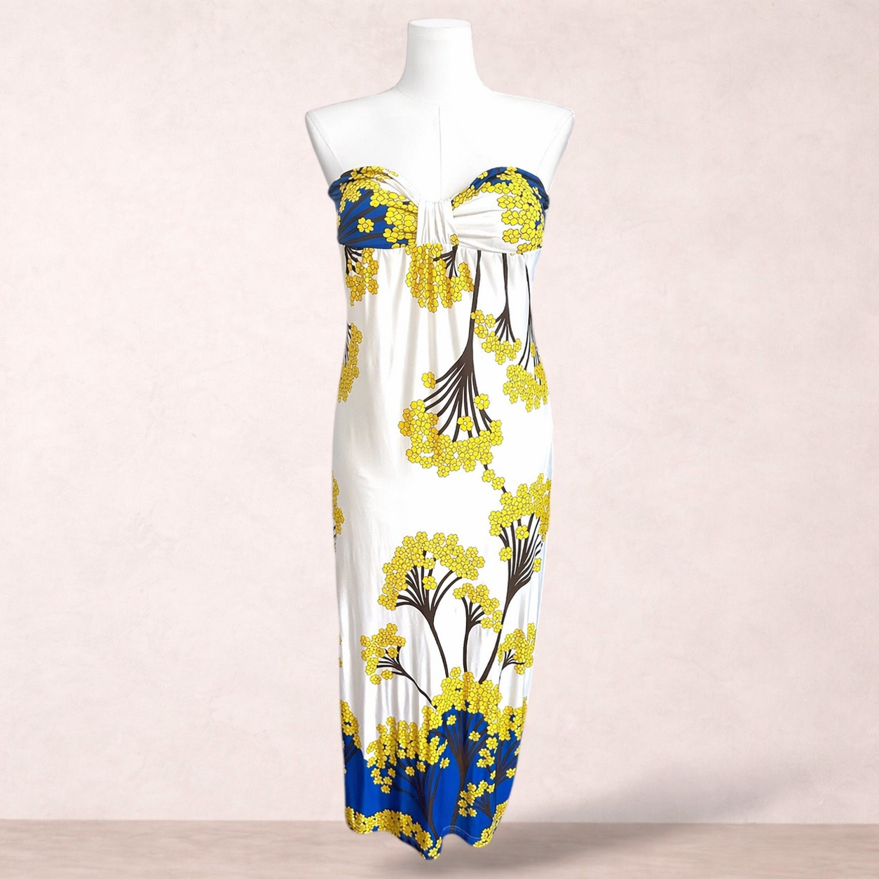 Review White Floral Strapless Dress | Size 14