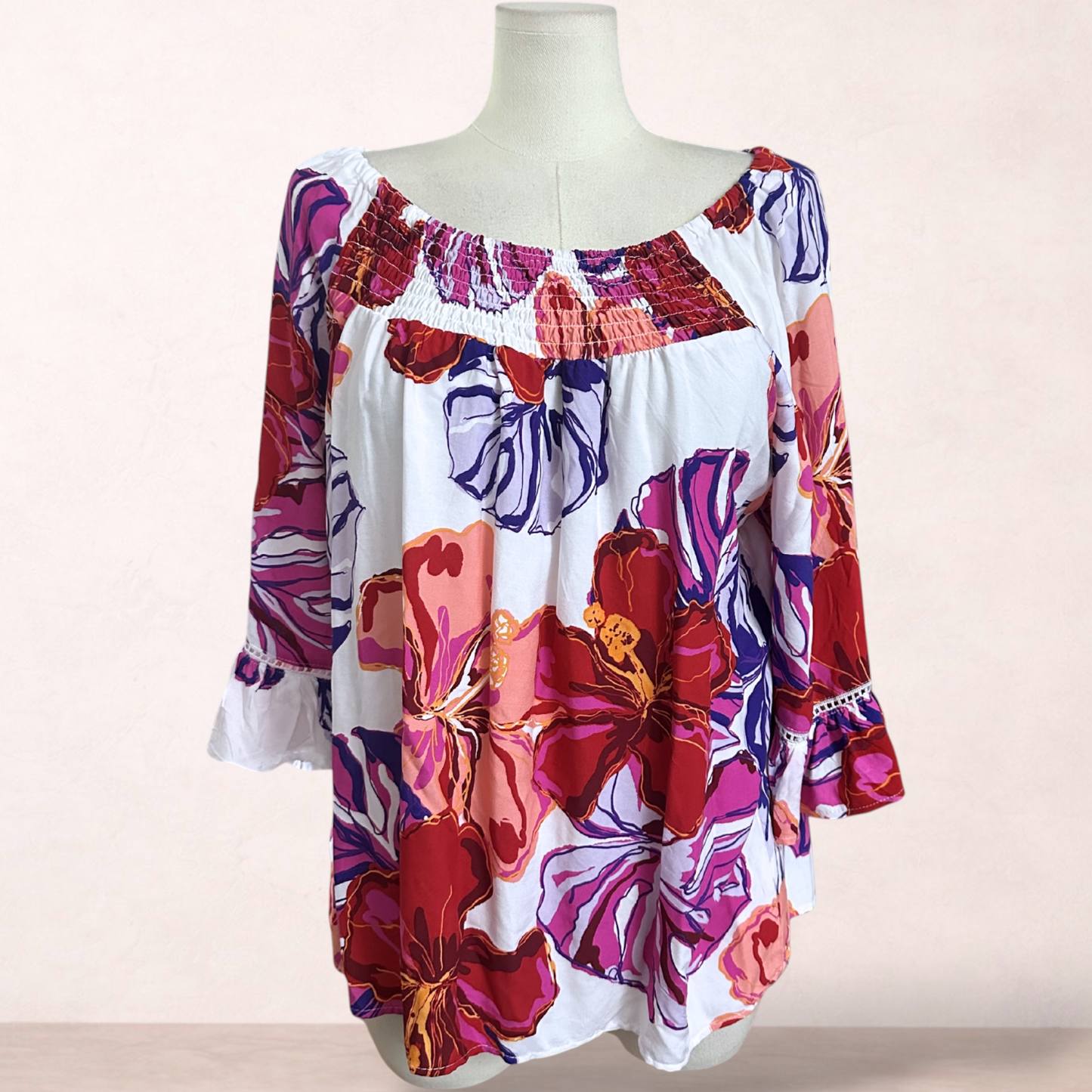 Millers Floral Boho Shirred Top | Size 18