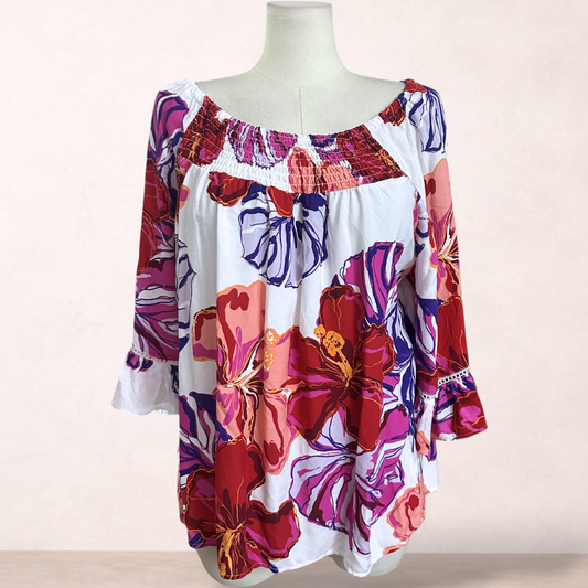 Millers Floral Boho Shirred Top | Size 18
