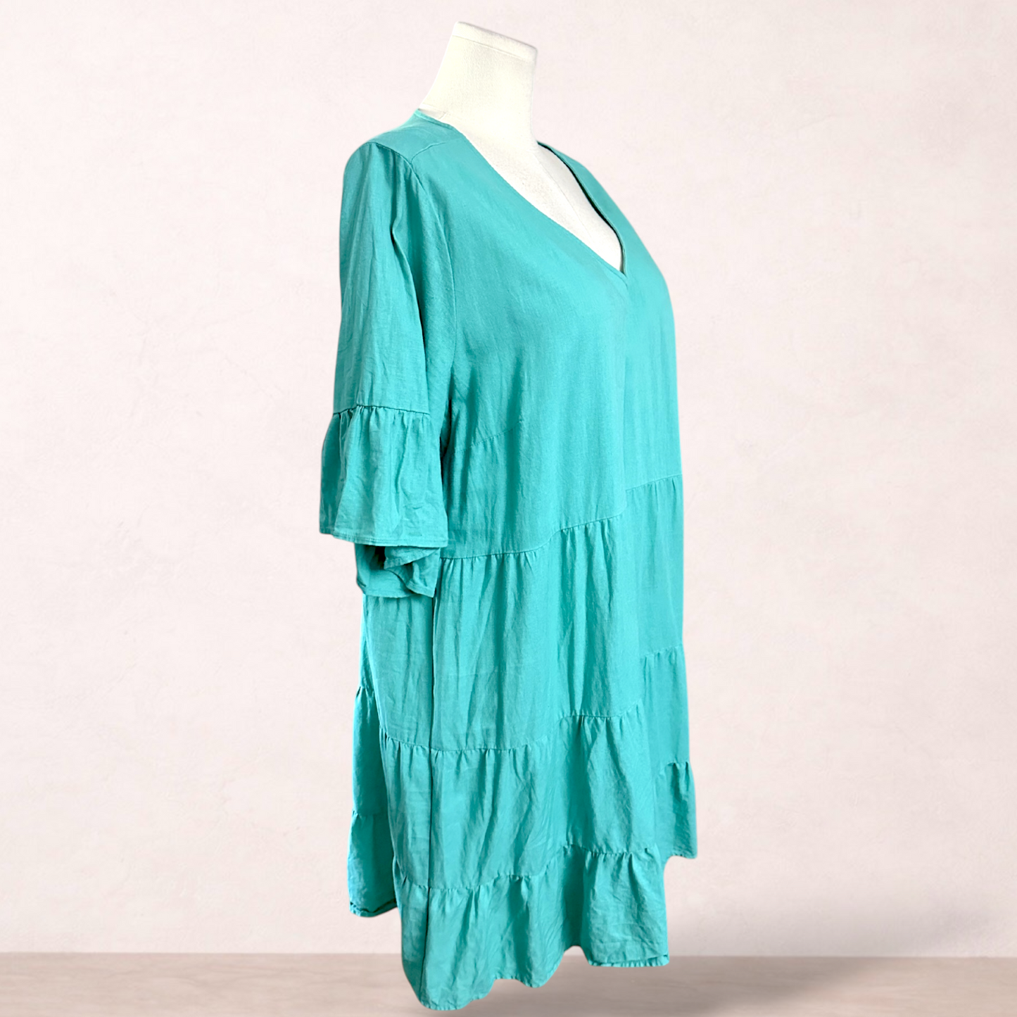 Grae Linen Green Tiered Dress | Plus Size 24