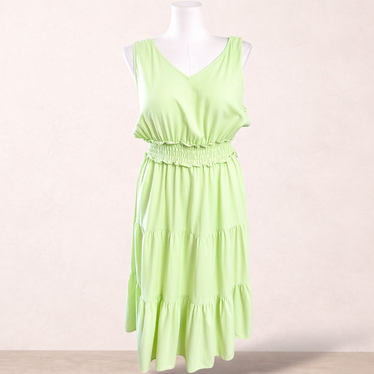 Grae Linen Green Linen Blend Midi Dress | Size 16