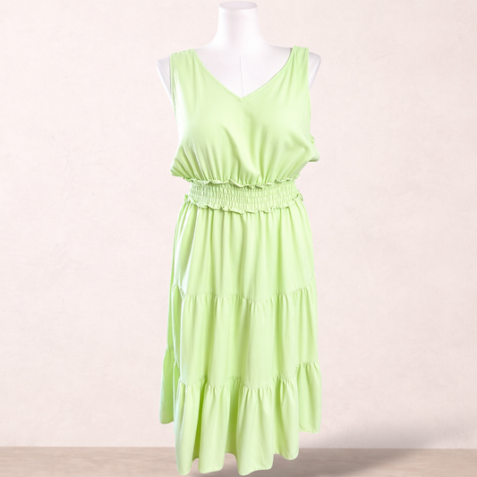 Grae Linen Green Linen Blend Midi Dress | Size 16