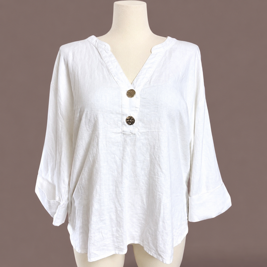 Grae Linen White Tunic Top | Size 16 | New with tags