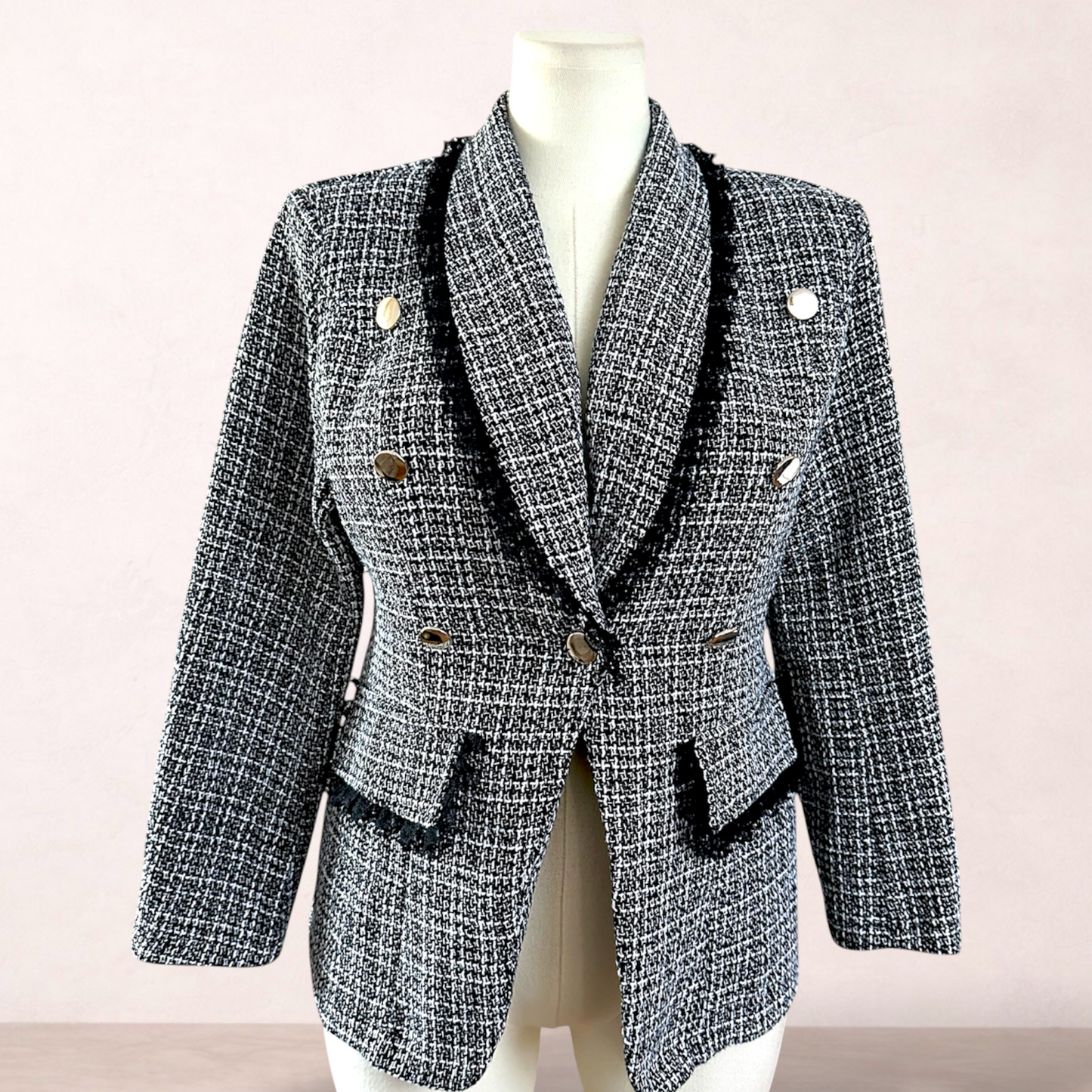 Shein Curve Tweed Blazer Jacket | Plus Size 0XL 14/16