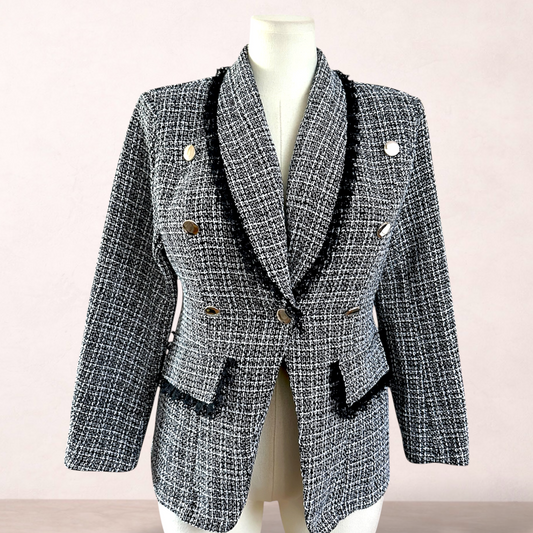 Shein Curve Tweed Blazer Jacket | Plus Size 0XL 14/16