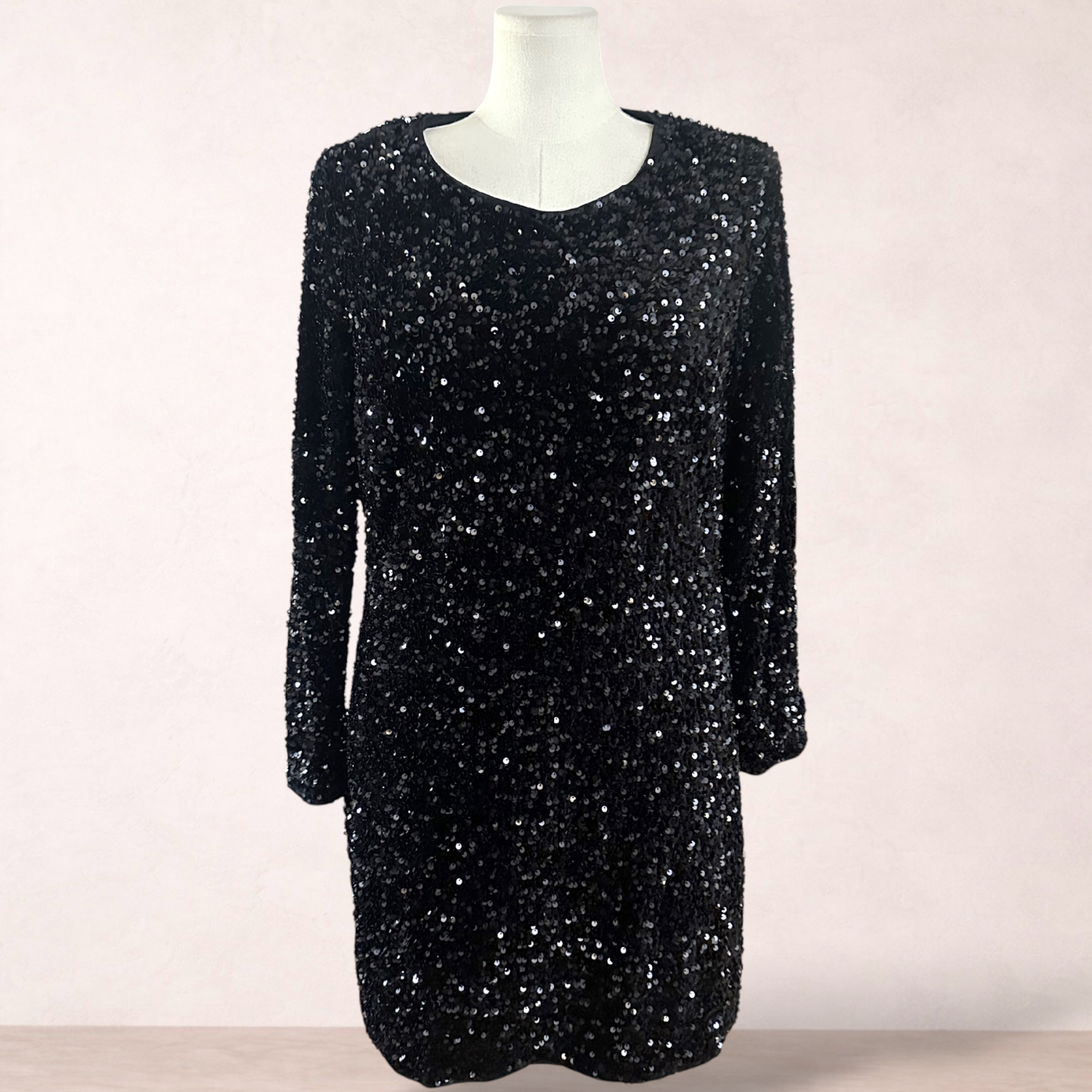City Chic Black Sequin Dress | Plus Size XS/14