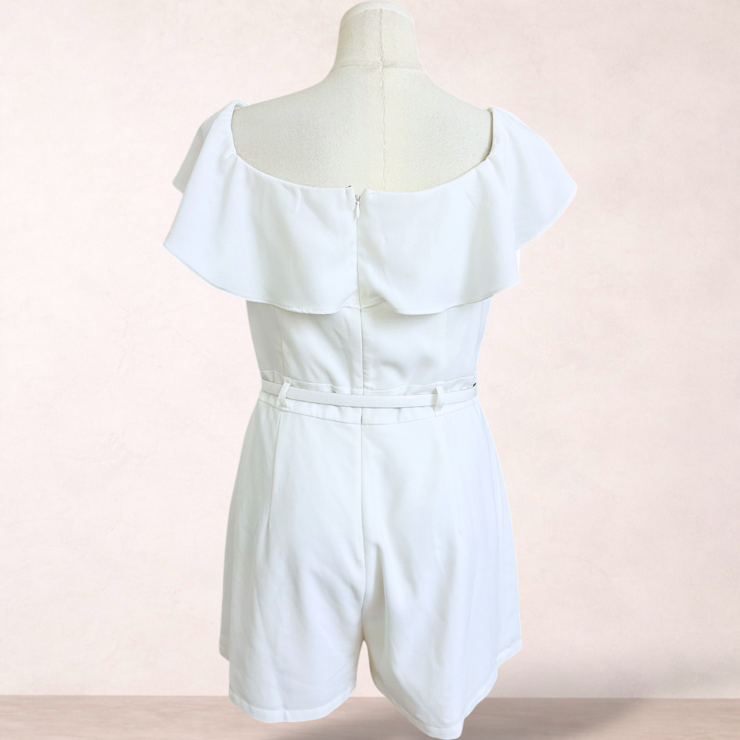 Dotti Ivory Ruffle Belted Playsuit | Size 16