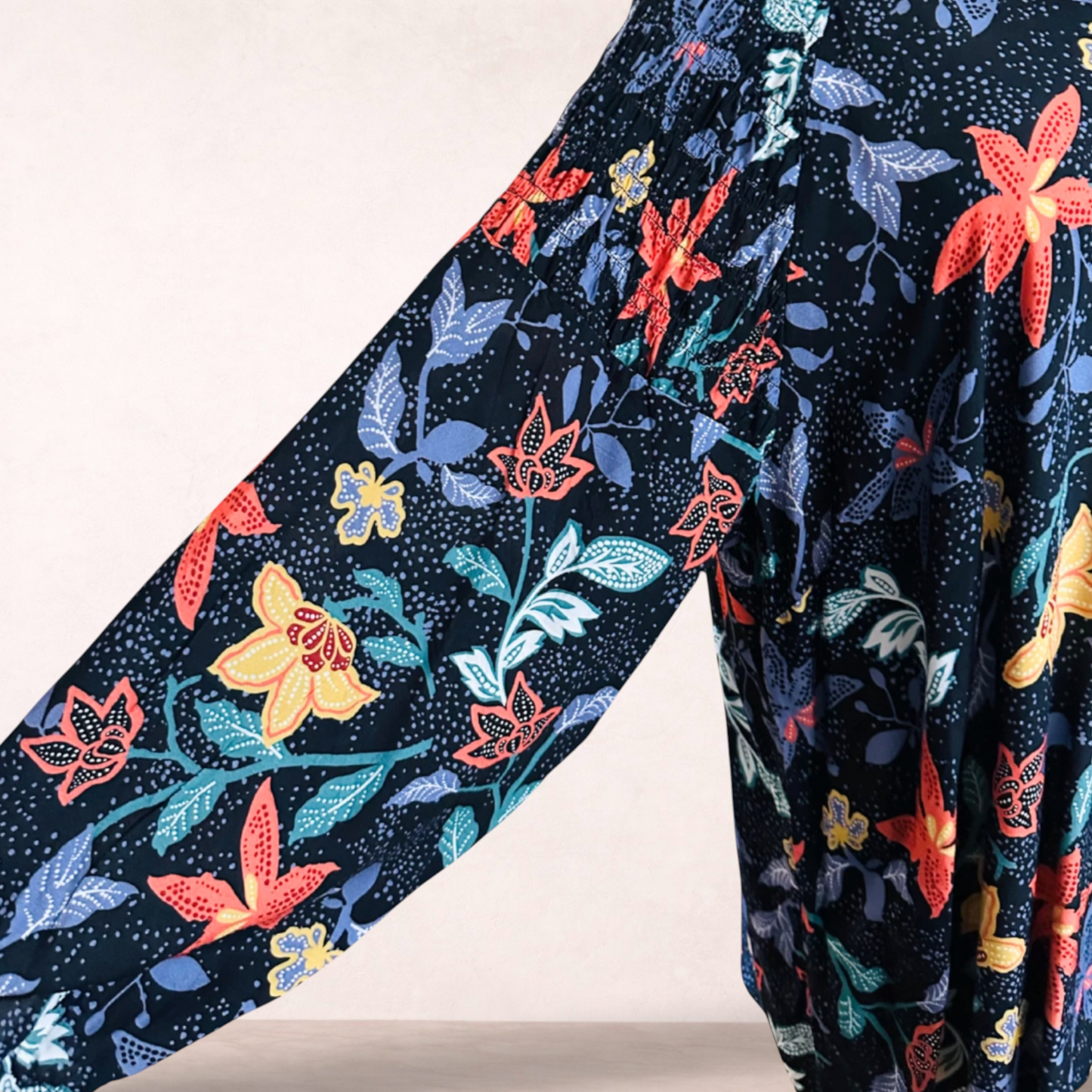 Sara Navy Blue Floral Tunic | Plus Size 20