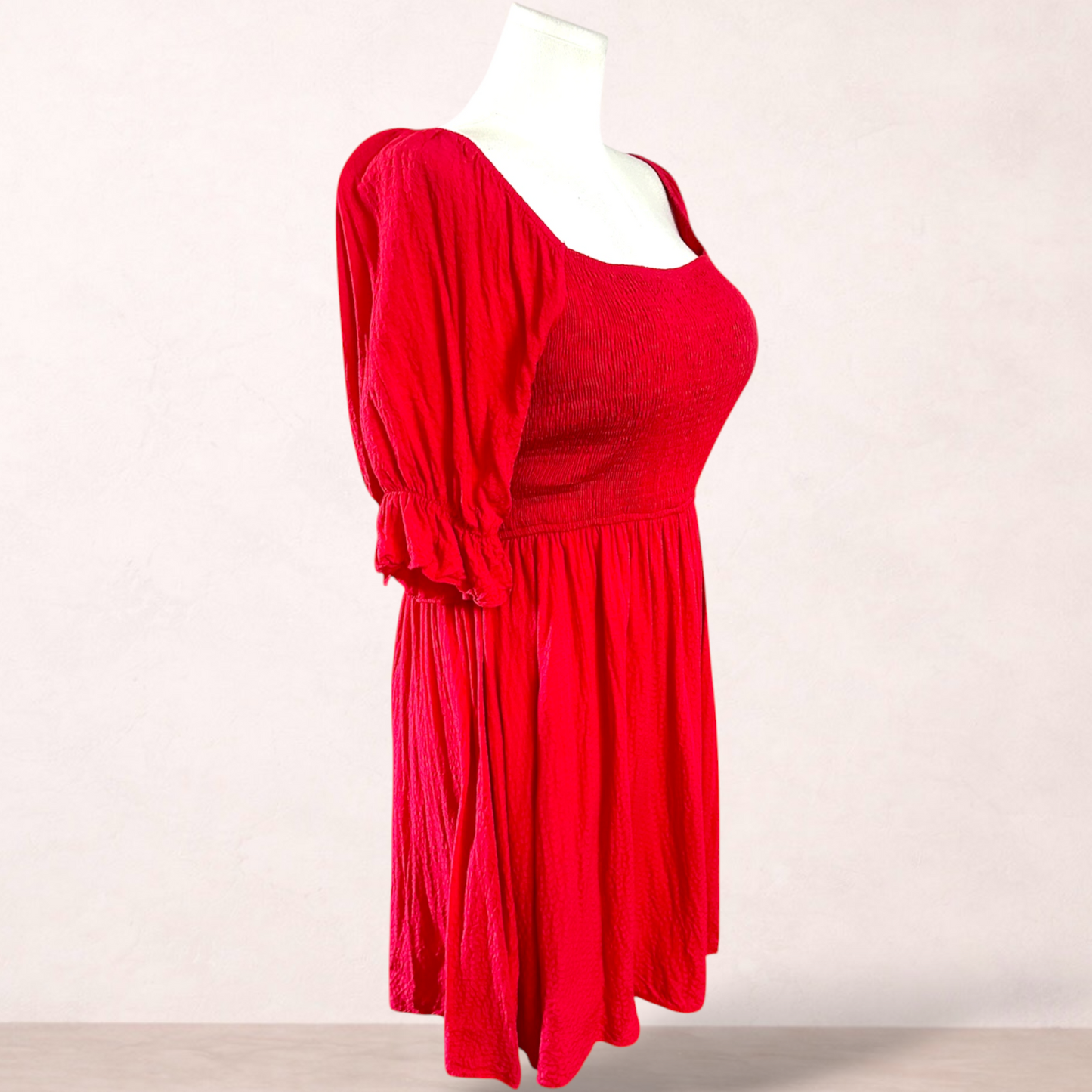 Orange Sherbet Red Cotton Dress | Size 18