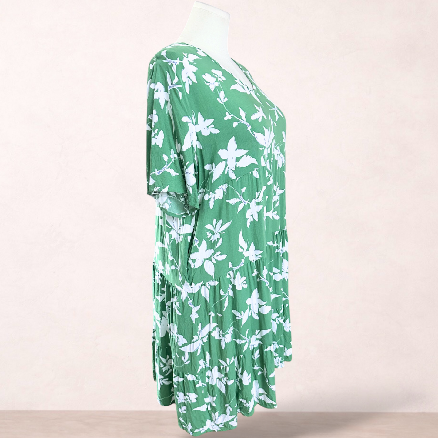 Bellini Bay Green Boho Dress | Size L/XL