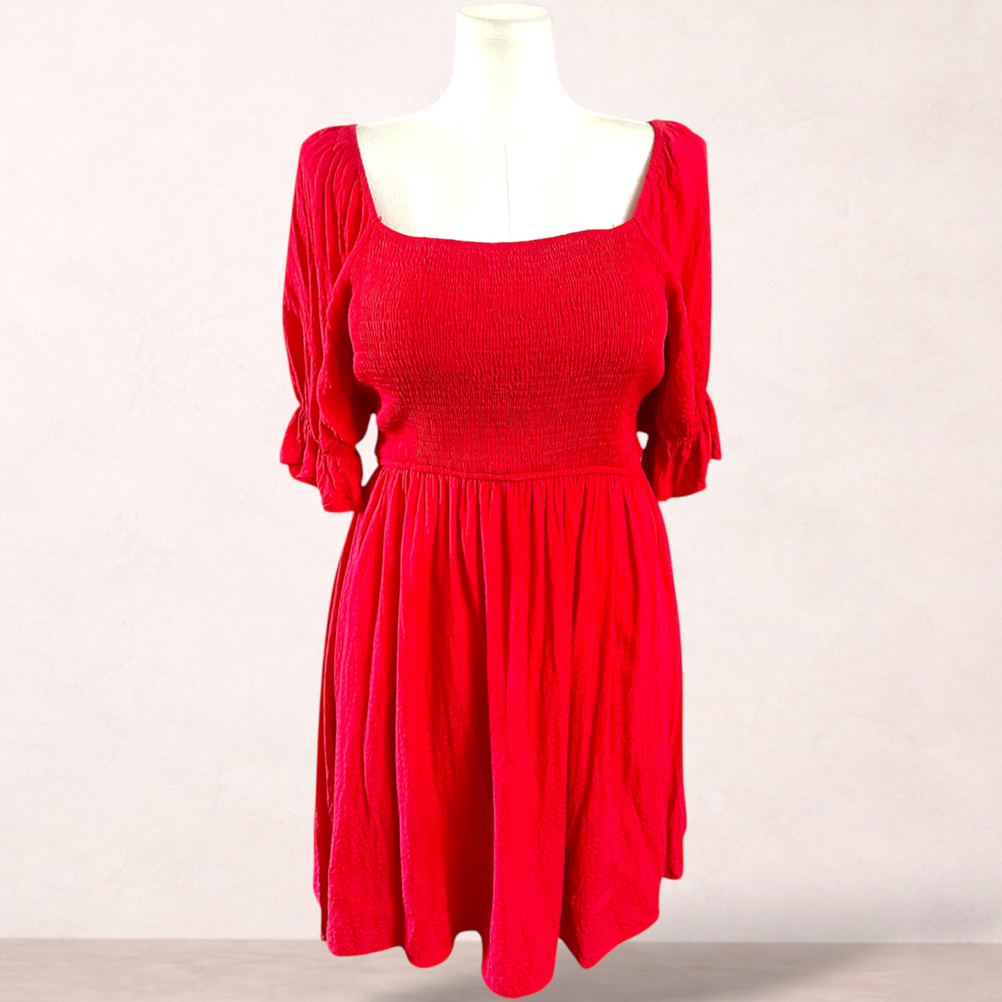 Orange Sherbet Red Cotton Dress | Size 18