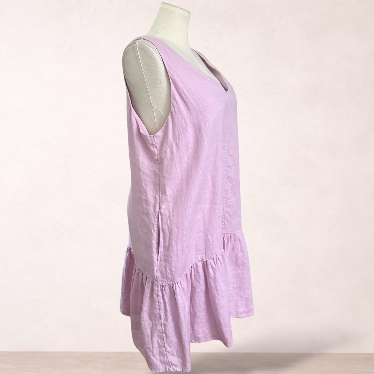 Target Pink 100% Linen Pocket Tiered Dress | Size 18
