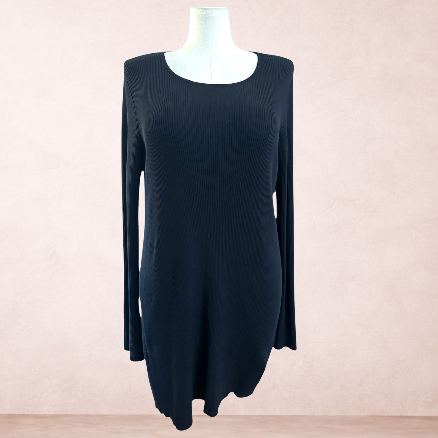 Prettylittlething Black Ribbed Dress | Size XXXL/20
