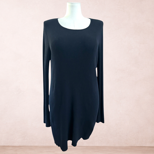 Prettylittlething Black Ribbed Dress | Size XXXL/20