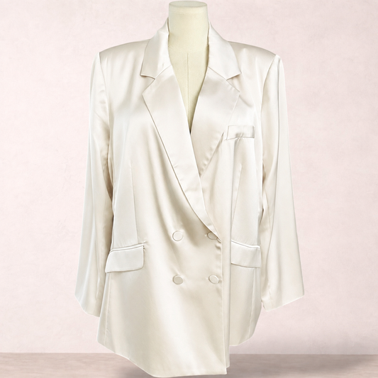 City Chic Satin Oat Blazer | Size XXL/24 | New with tags