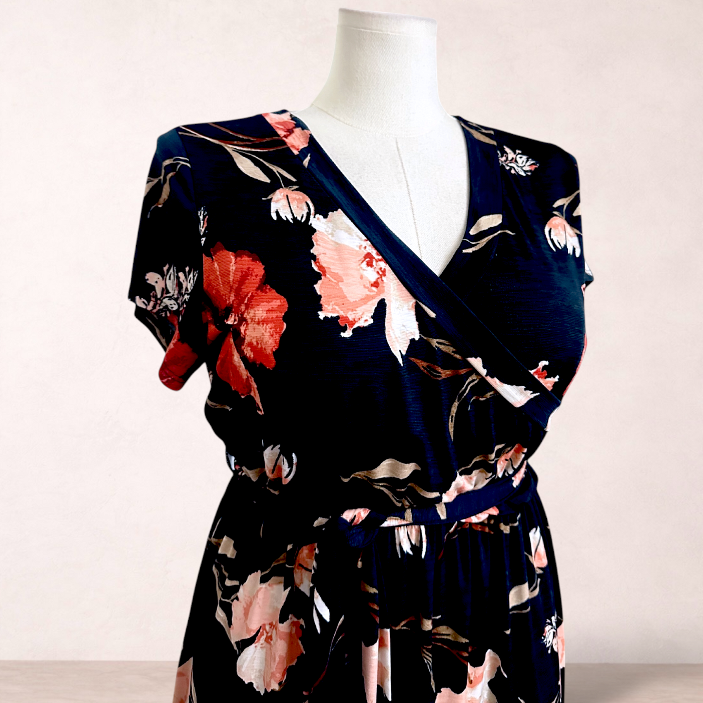 Pink Blush Floral Belted Maxi Dress | Size 2XL 16