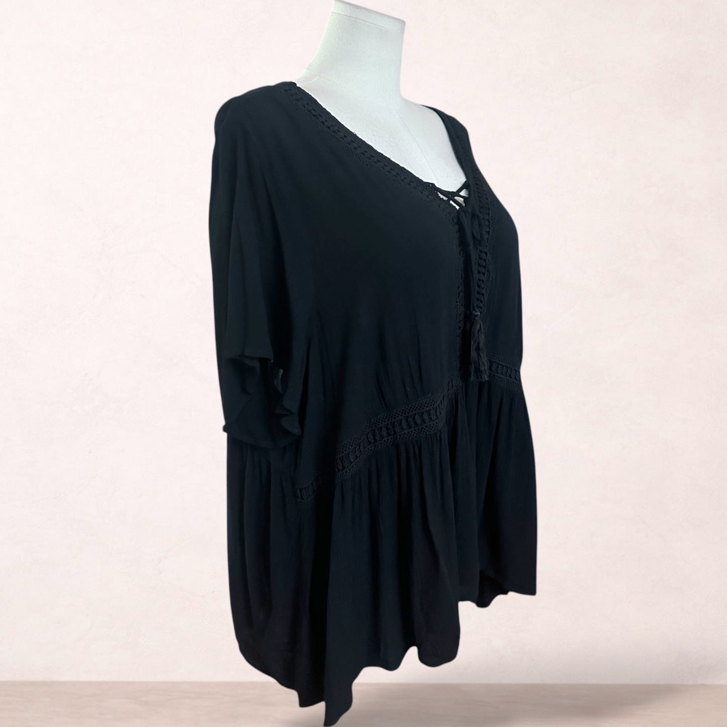 Beme Black Boho Tassel Top | Plus Size 22 | New with tags