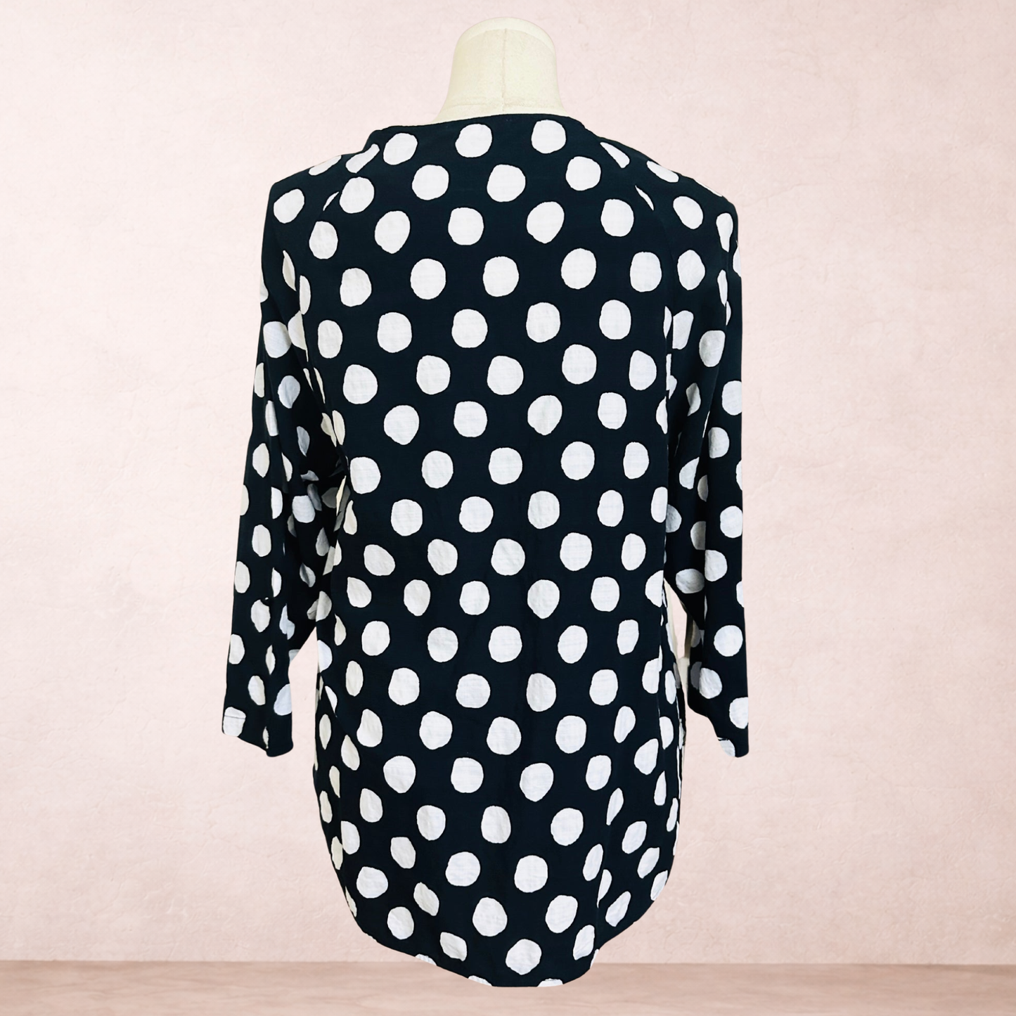 Regatta Navy Blue Cotton Blend Polka Dot Top | Size 16