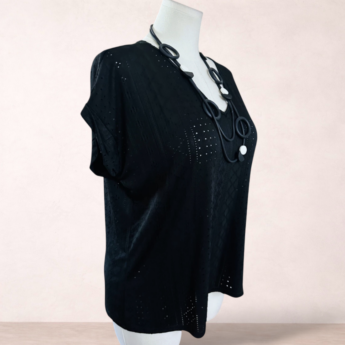 Rockmans Black Broderie Top | Size XL/16 | New with tags