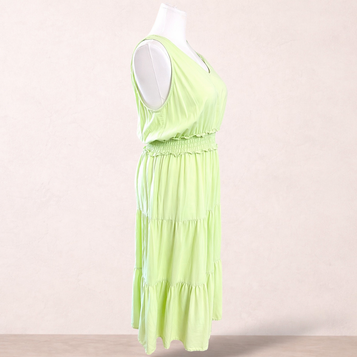 Grae Linen Green Linen Blend Midi Dress | Size 16