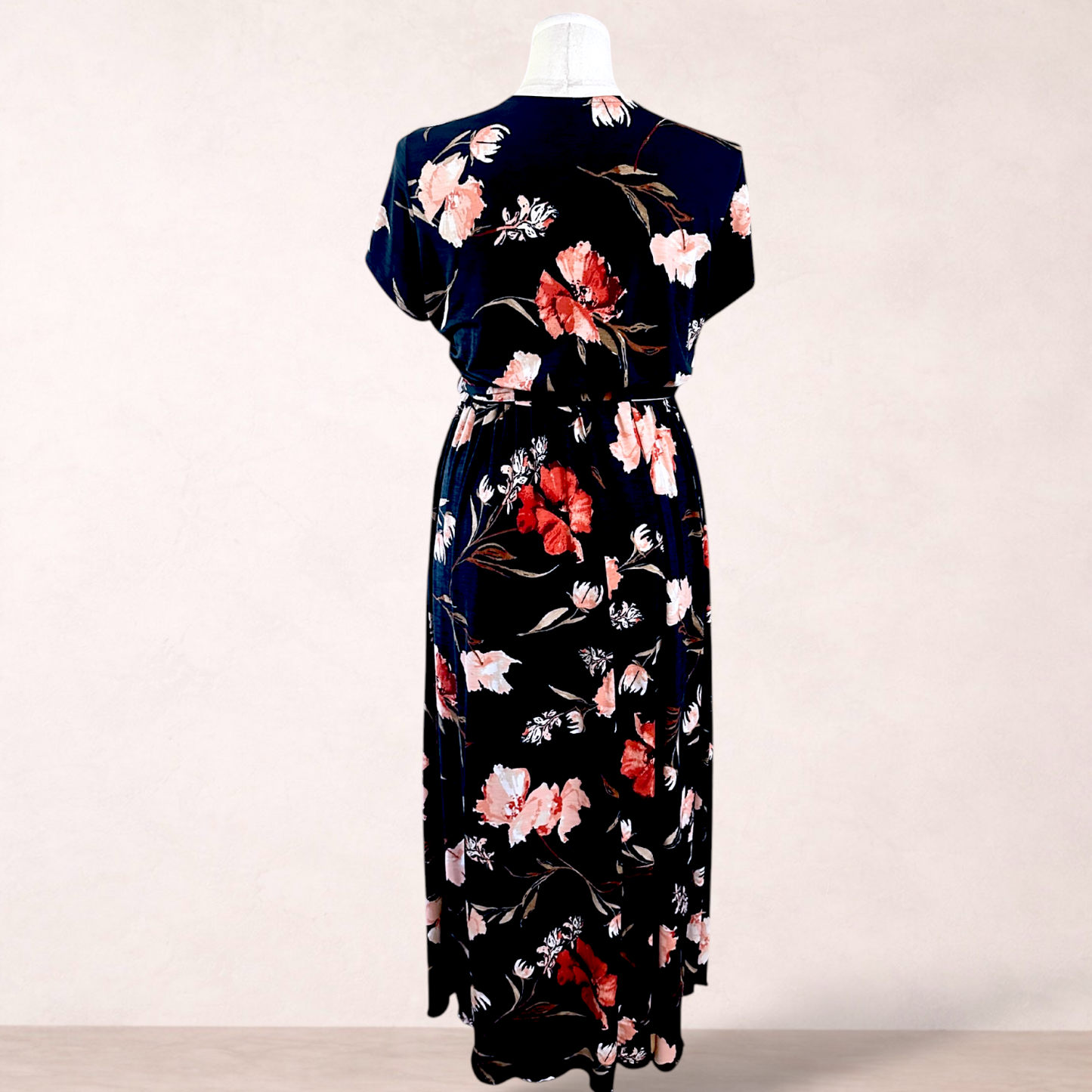 Pink Blush Floral Belted Maxi Dress | Size 2XL 16