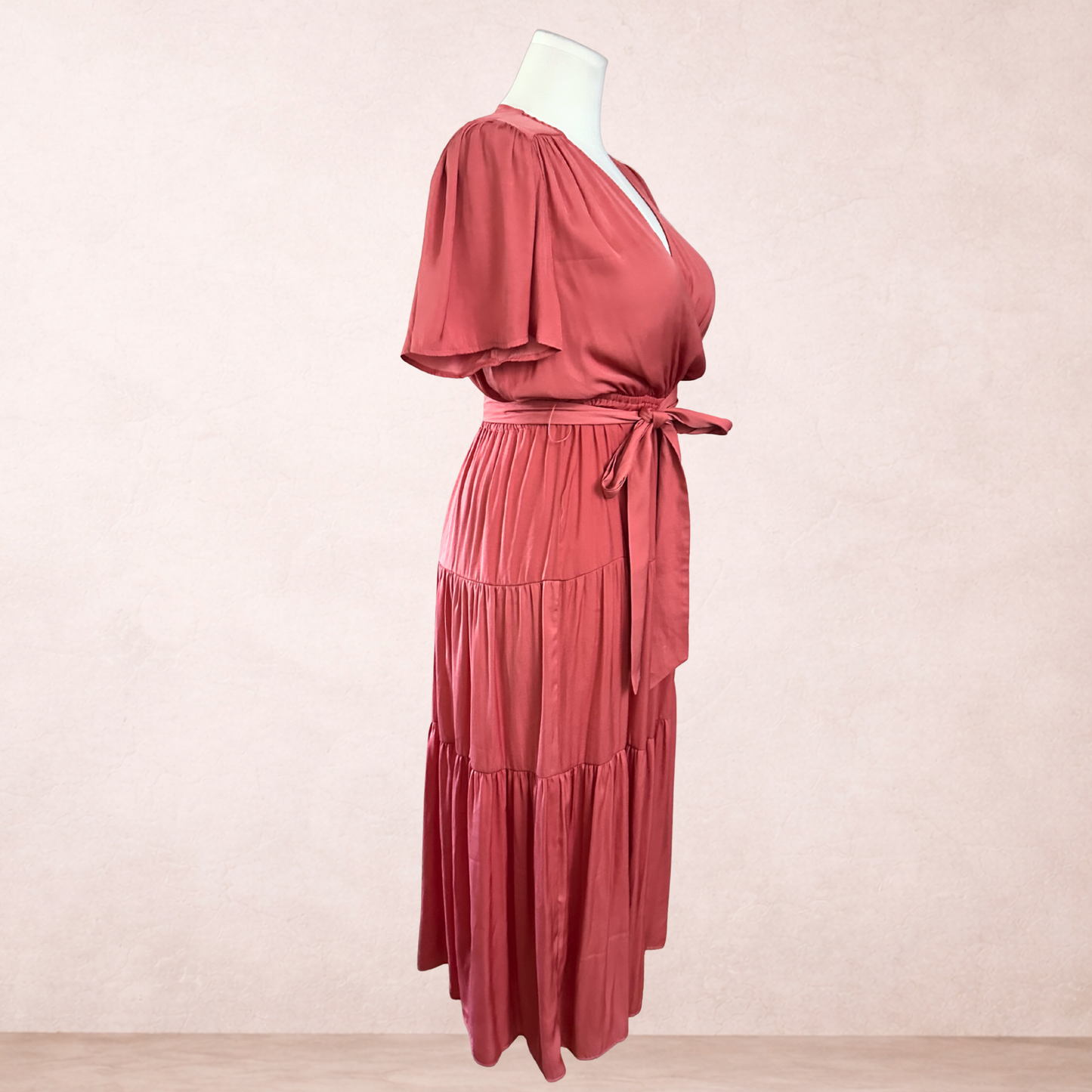Tokito Rust Tiered Midi Dress | Size 16