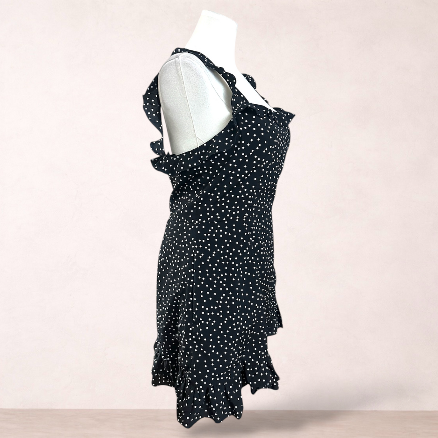Showpo Black Polka Dot Dress | Size 18