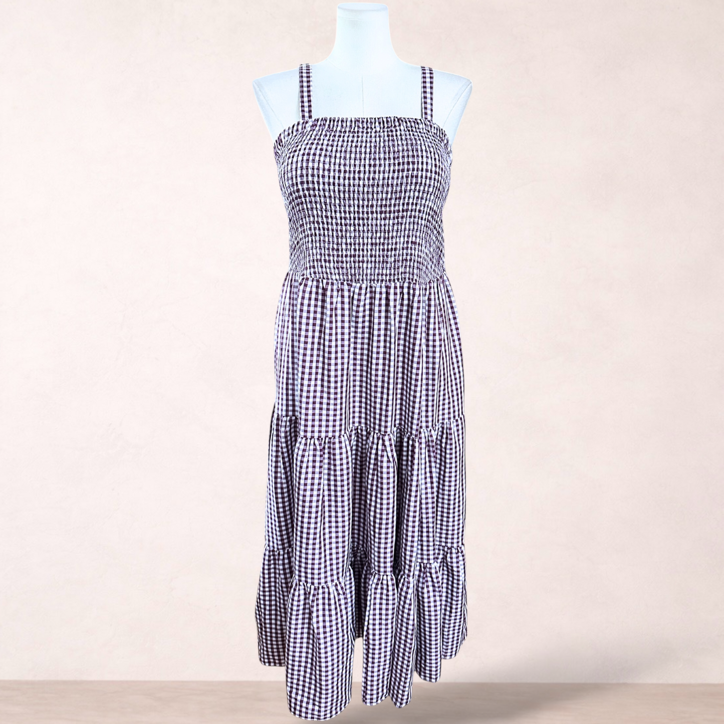 City Chic Gingham Tiered Maxi Dress | Plus Size M/18