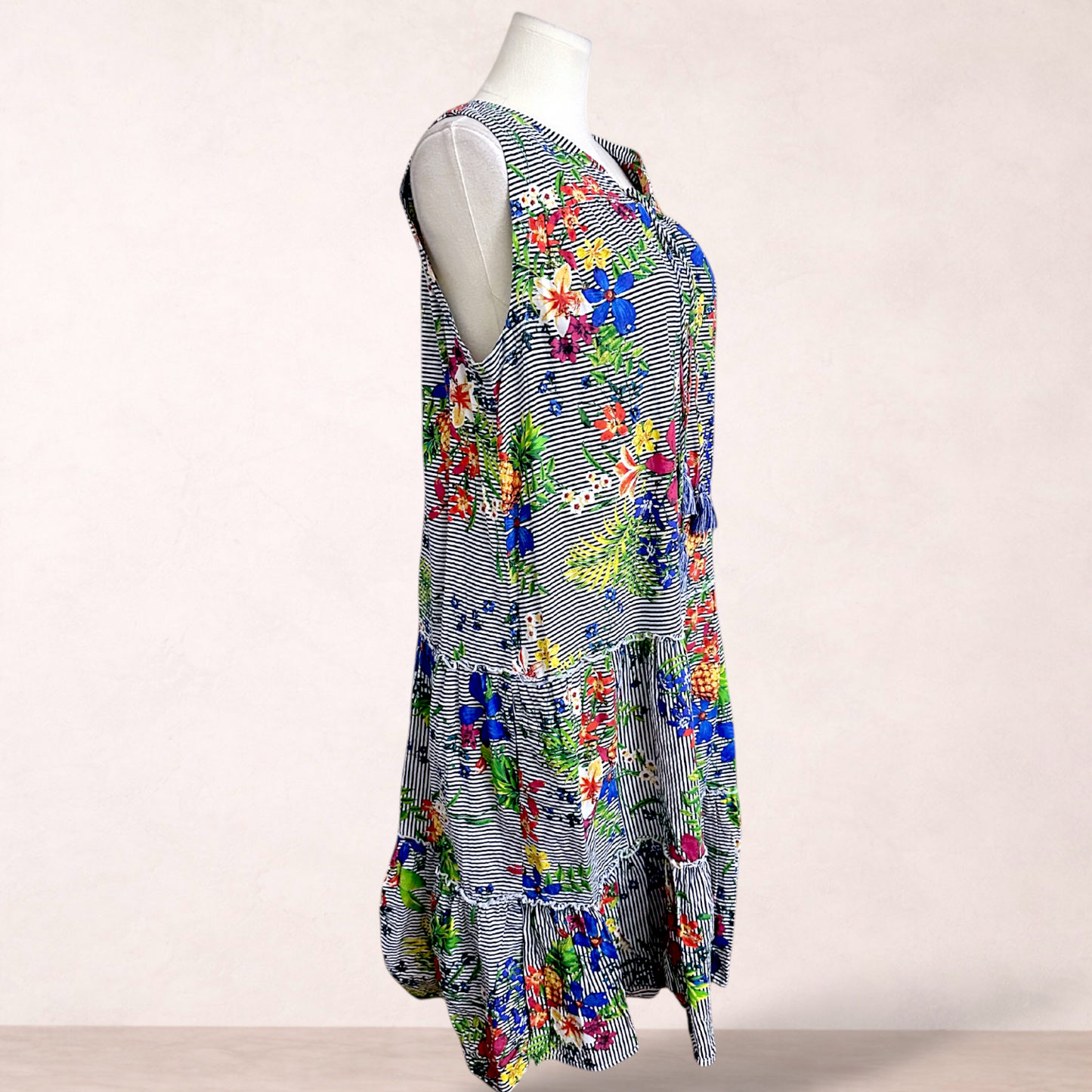 Virtuelle Cotton Floral Tiered Midi Dress | Plus Size 18