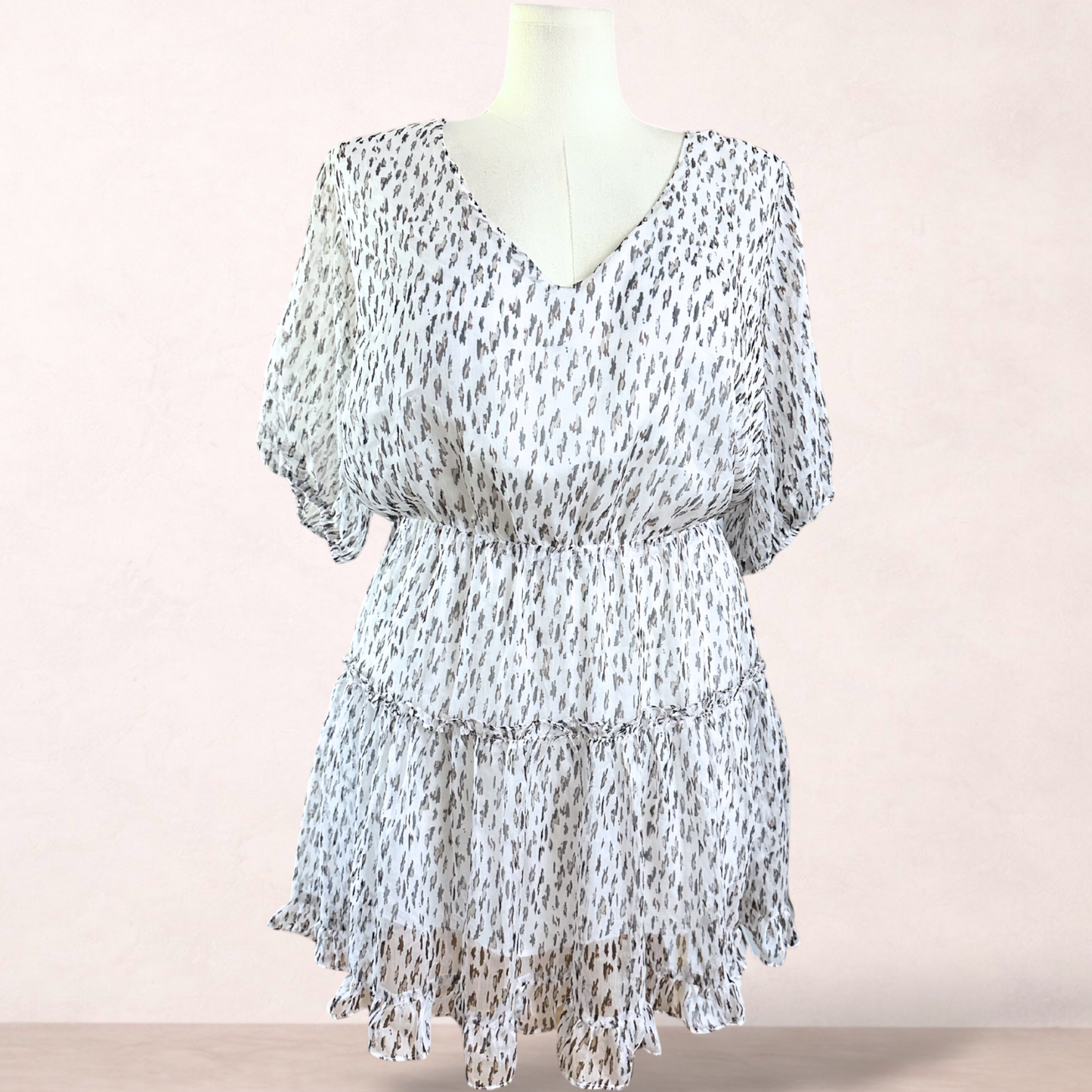 You & All White Print Tiered Dress | Plus Size 22