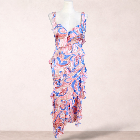 Prettylittlething Ruffle Cocktail Maxi Dress | Size 14 | New with tags
