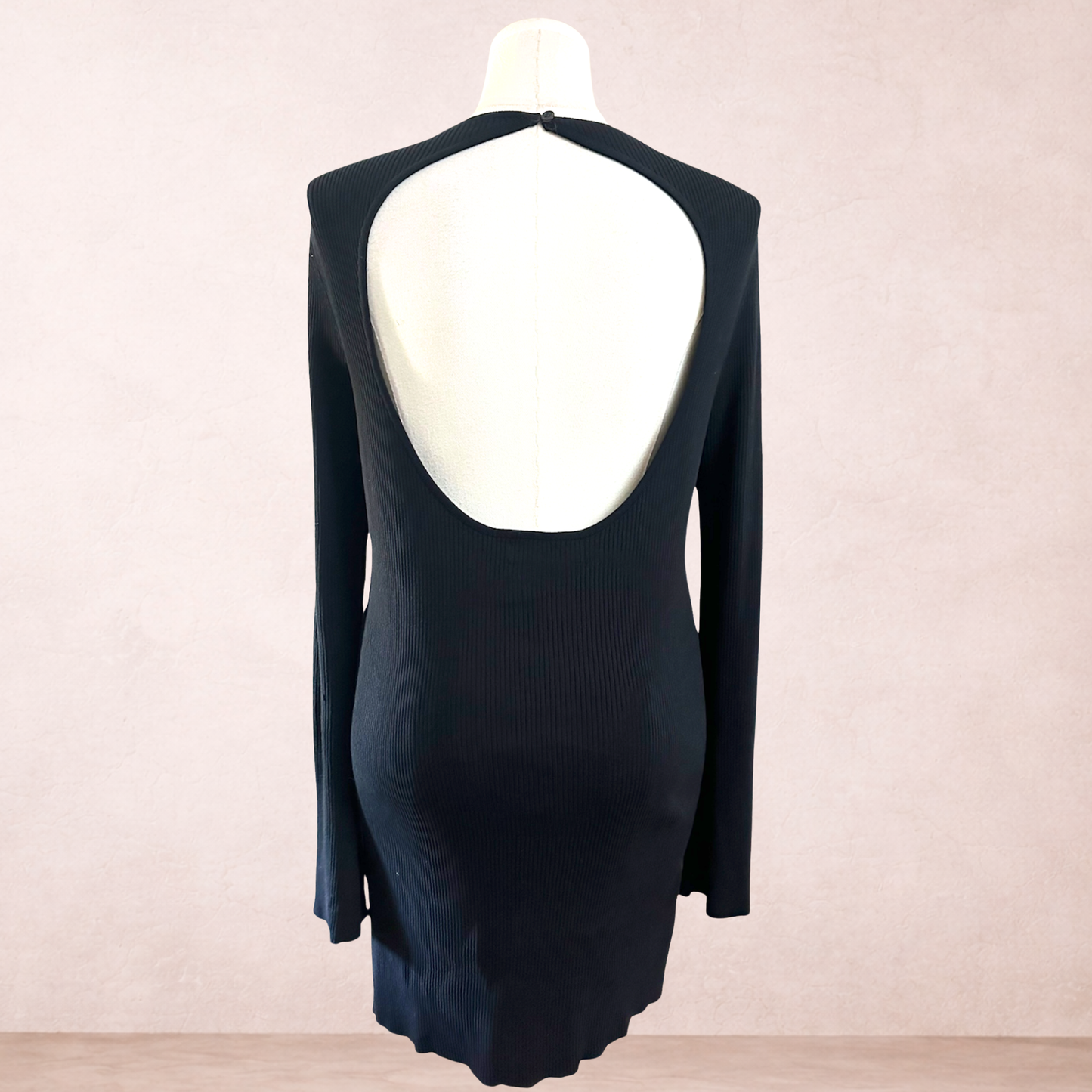 Prettylittlething Black Ribbed Dress | Size XXXL/20