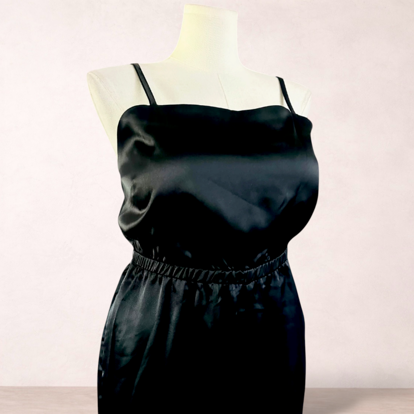 Dangerfield Black Satin Pocket Jumpsuit | Size 16