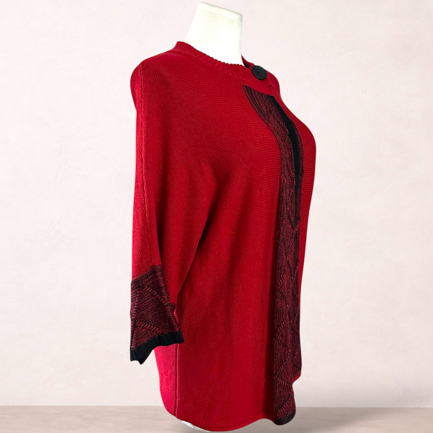 Gitane On Style Red Wool Blend Cardigan | Size L 14/16