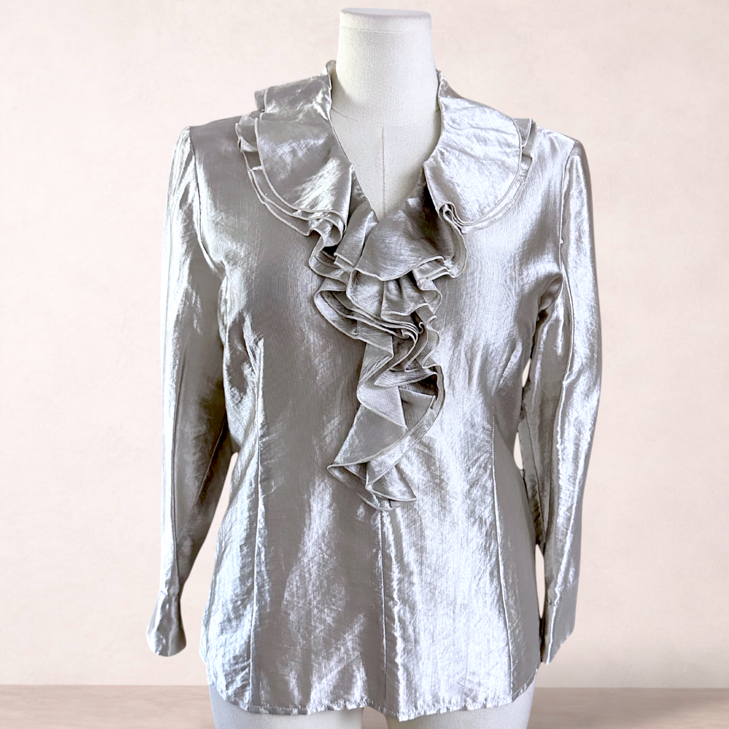 Perri Cutten Silk Look Metallic Blouse | Size 16