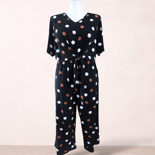 Taking Shape Black Spotty Jumpsuit | Plus Size 16