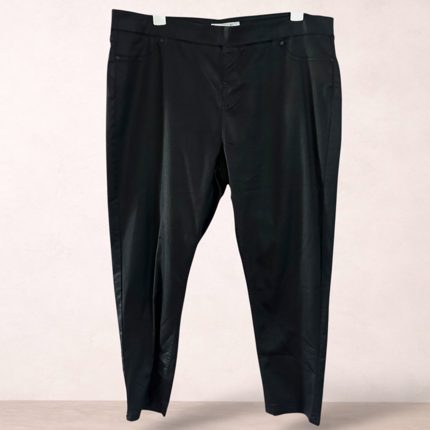 Virtuelle Black Wax Look Pants | Plus Size 22