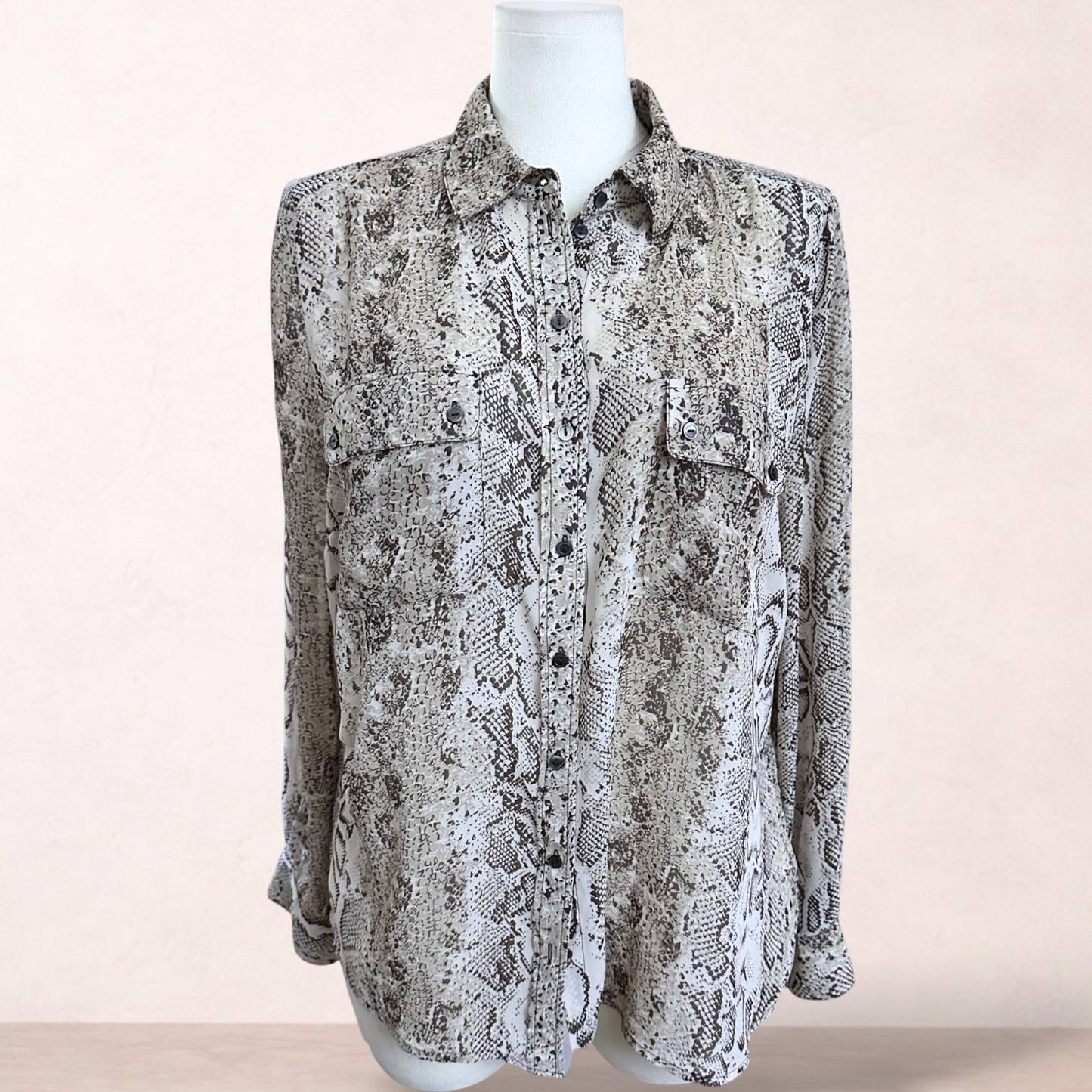 Sussan Snake Print Long Sleeve Blouse | Size 16