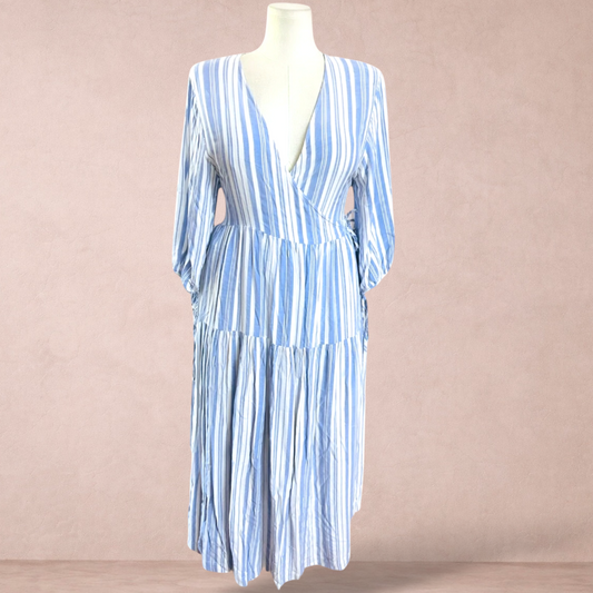 Ceres Life Stripe Pocket Wrap Maxi Dress | Size XL/16