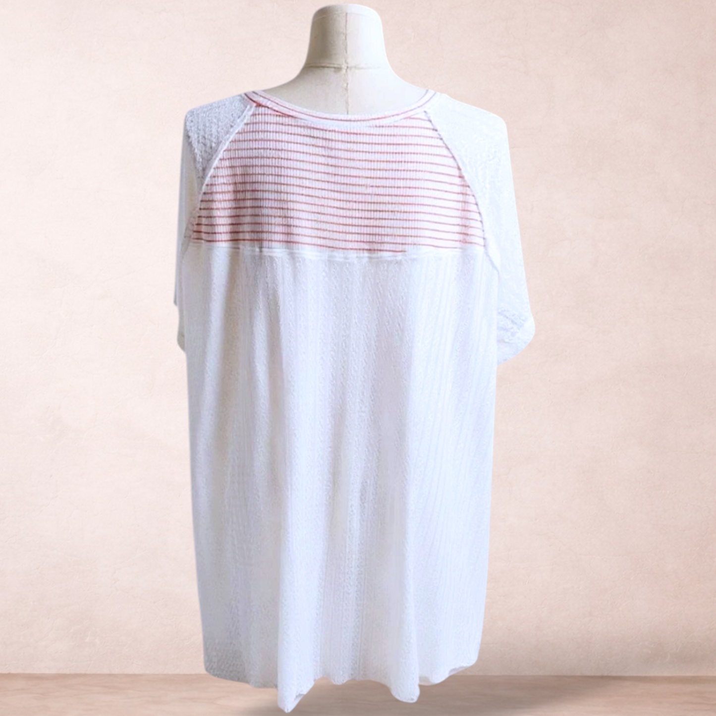 Suzanne Betro White Textured Top | Plus Size 4X 22/24