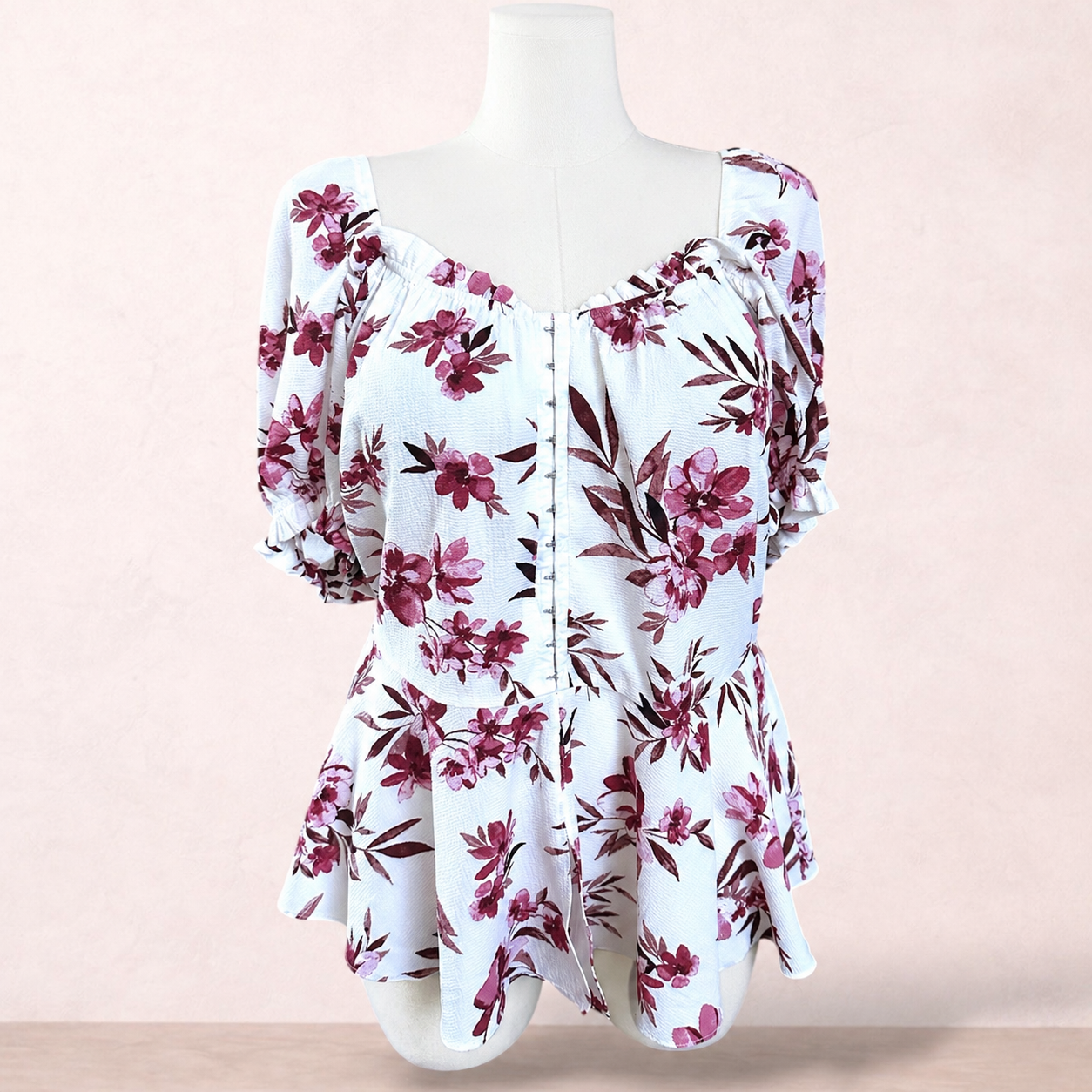 City Chic White Floral Top | Plus Size M/18