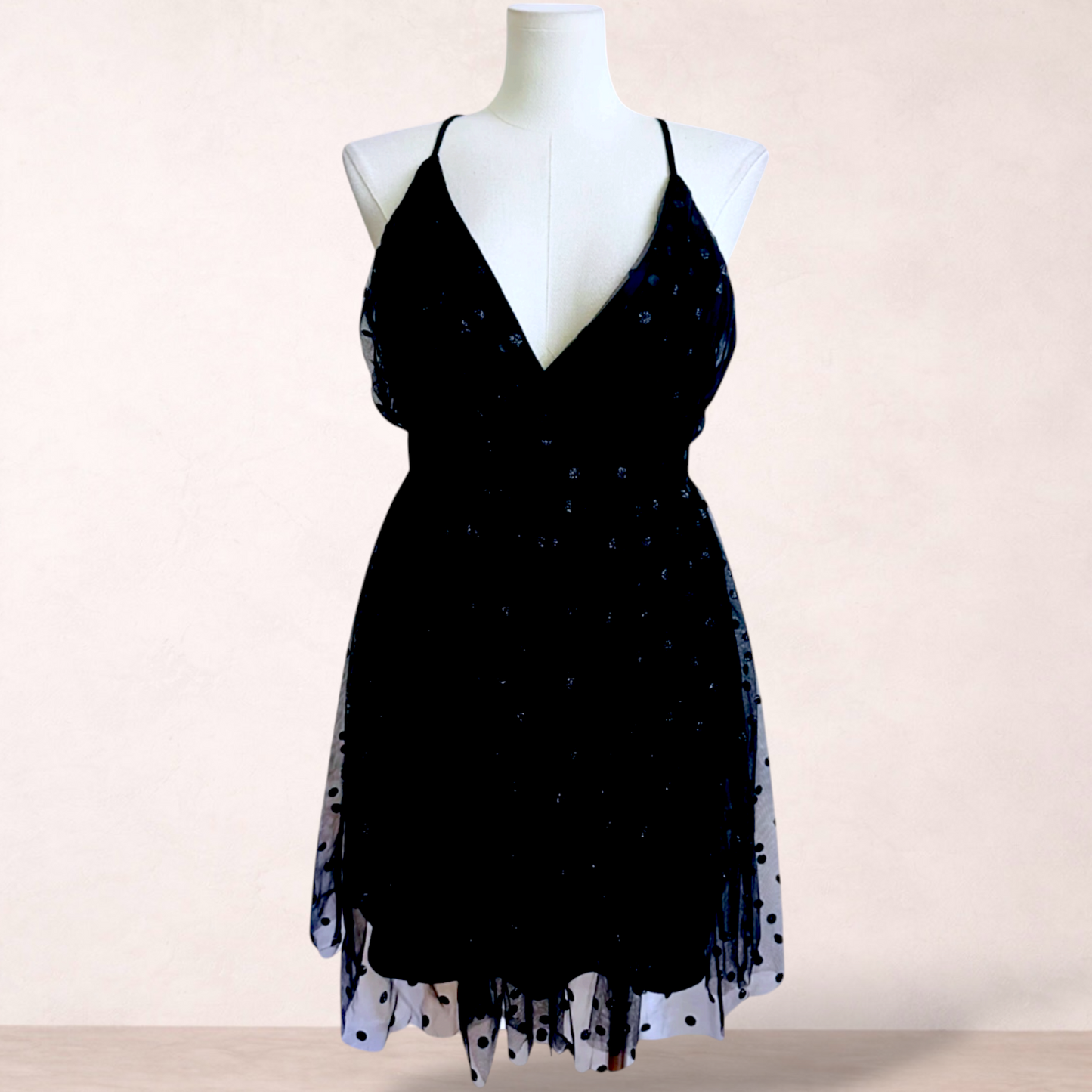 Dotti Black Tulle Short Dress | Size 16 | New with tags