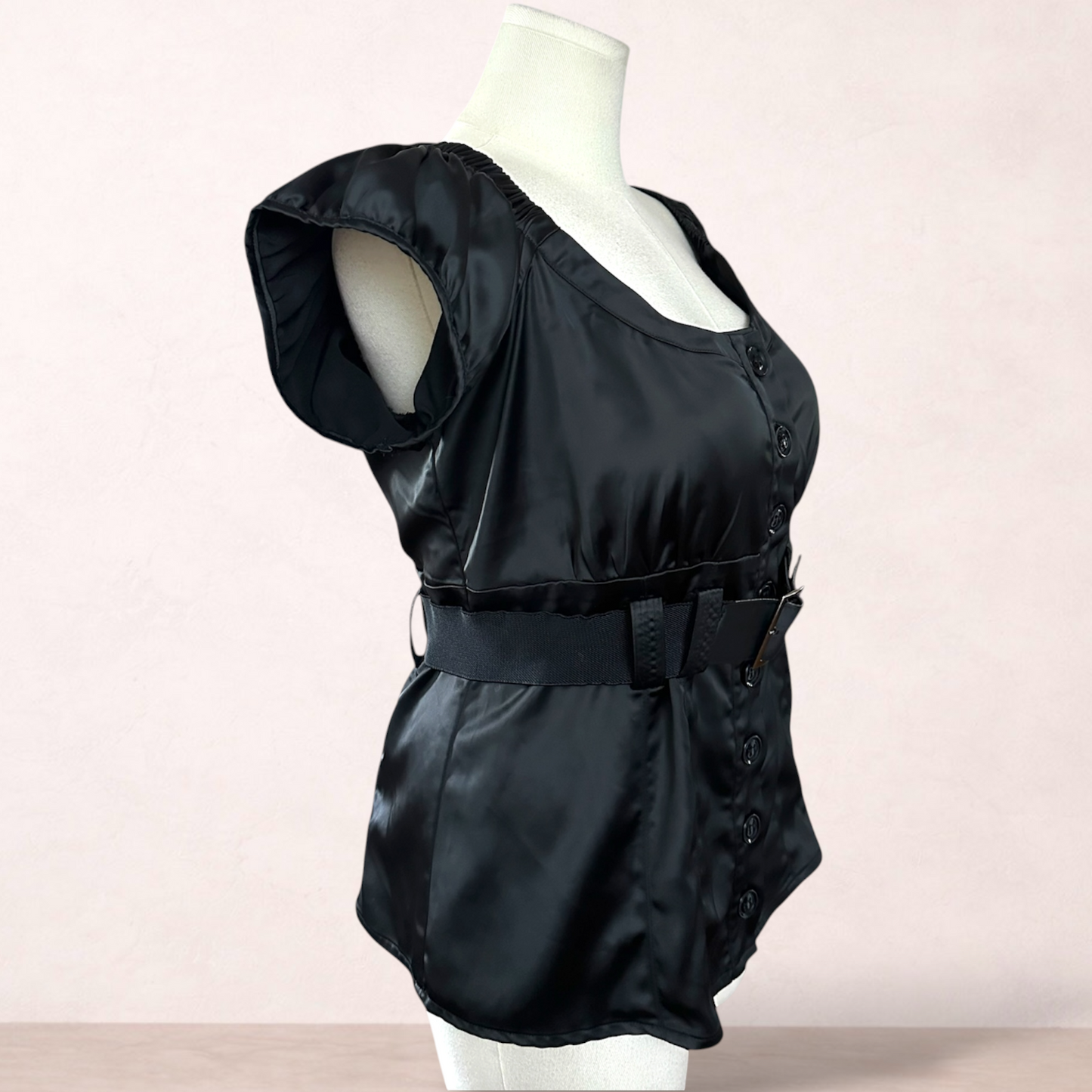 City Chic Black Belted Top | Plus Size XS 14