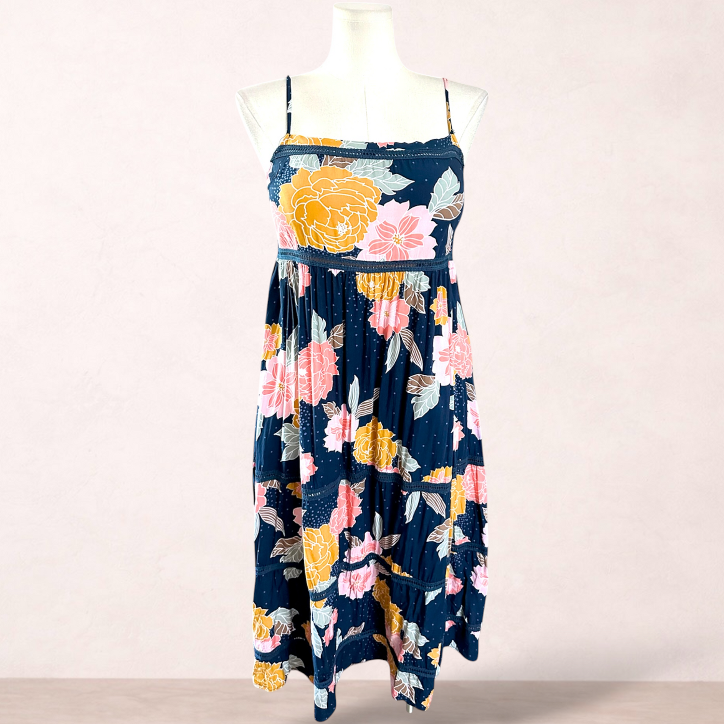 Jaase Blue Floral Midi Dress | Size XL/16